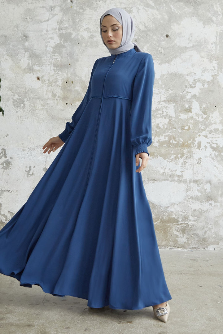 MDS Women Guipure Crepe Mevlana Cloak - Indigo - Kalinkavichy