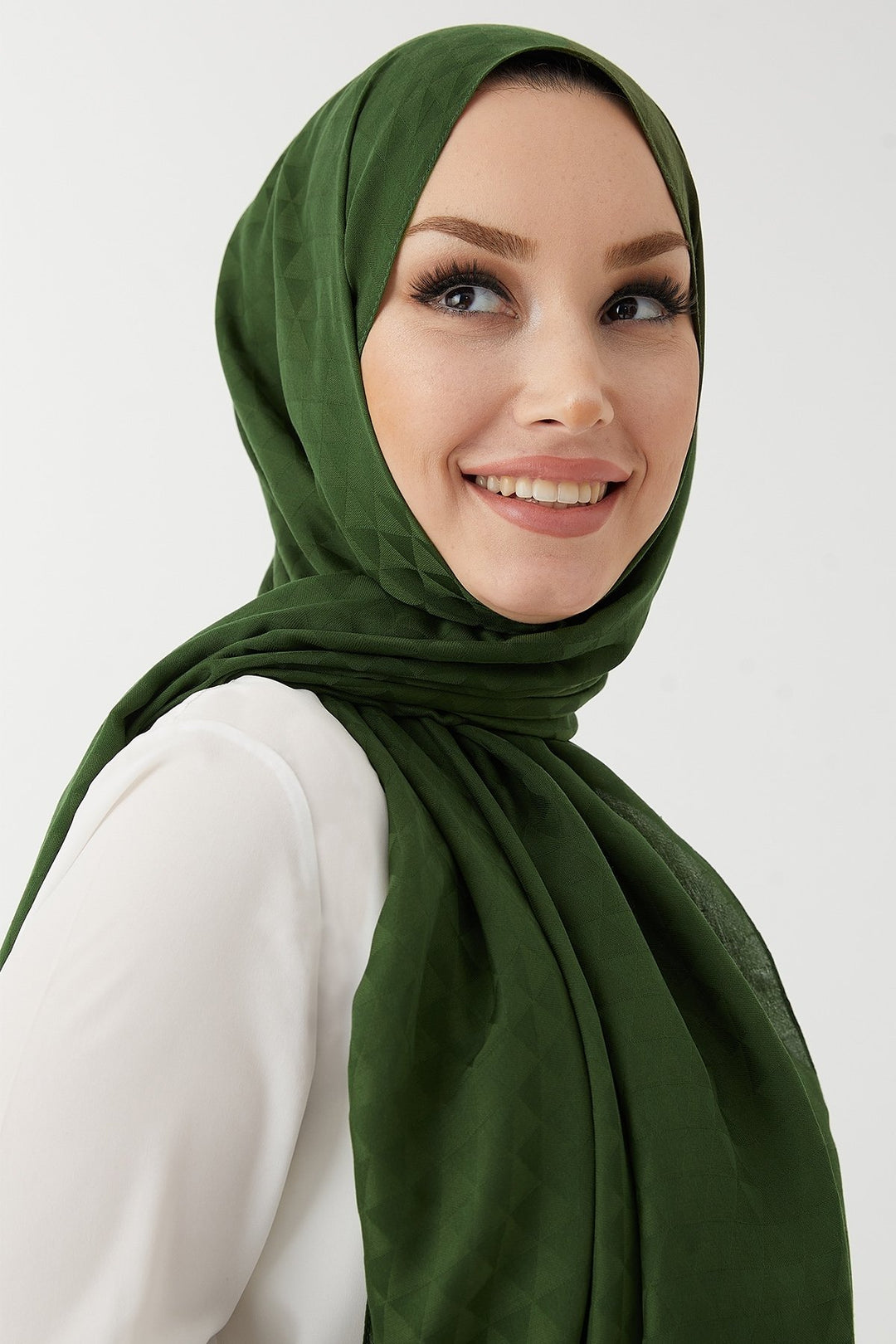 MDS Women Prism Pattern Cotton Jacquard Scarf - Khaki - Anzio