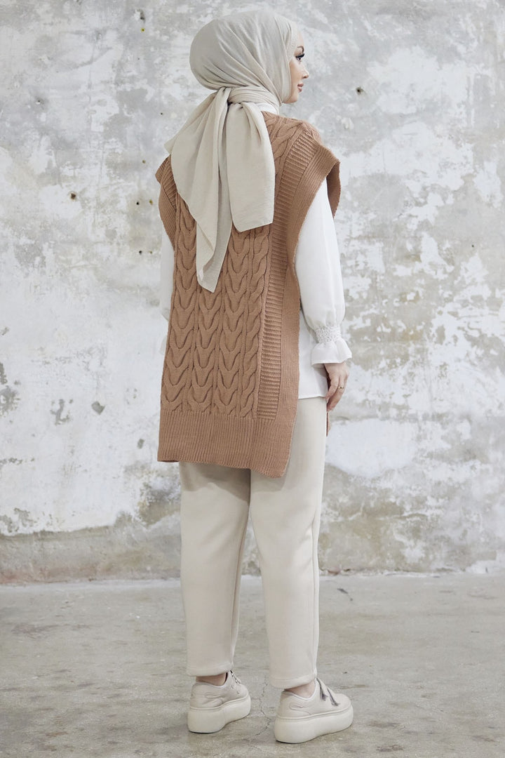MDS Women Side Tie Knit Sweater - Camel - Barking