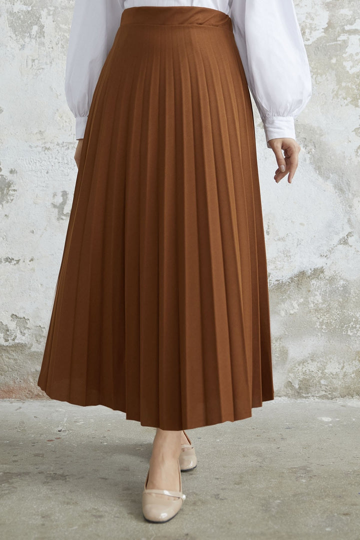 MDS Women Luisa Beli Rubber Waist Pleated Skirt - Tan - Dublin