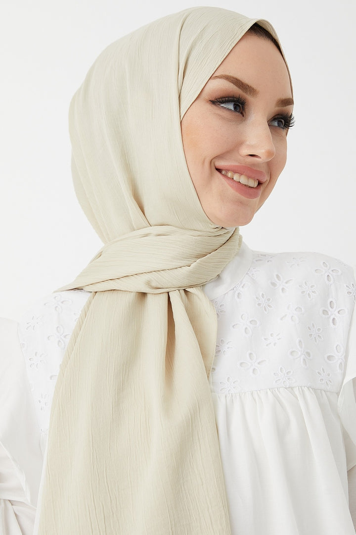 MDS Women Mica Crinkle Silk Shawl - Stone - Durham