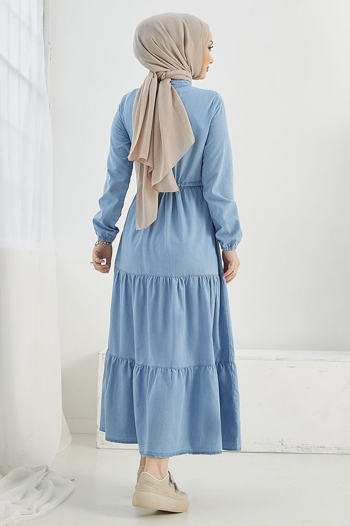 MDS Women Felen Frill Detailed Denim Dress - Light Blue - Fulda