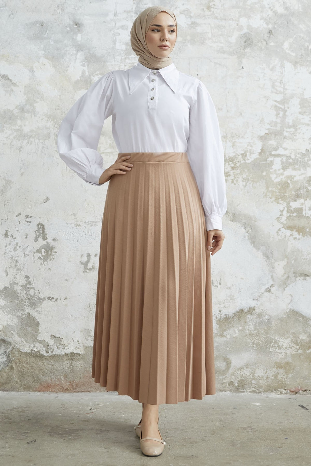 MDS Women Luisa Beli Rubber-Banded Pleated Skirt - Beige - Kassel