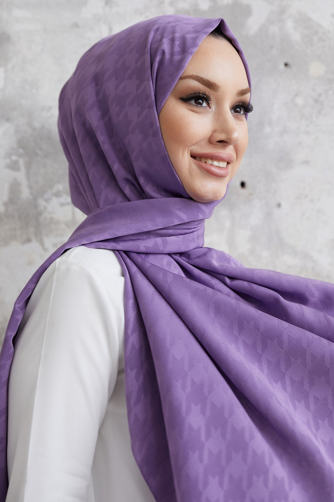 MDS Women Home Patterned Silky Jacquard Shawl - Lavender - Grand Forks