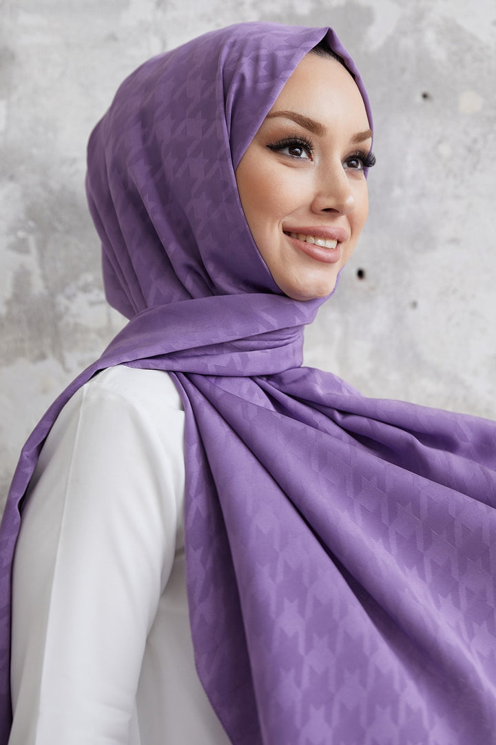MDS Women Home Patterned Silky Jacquard Shawl - Lavender - Grand Forks