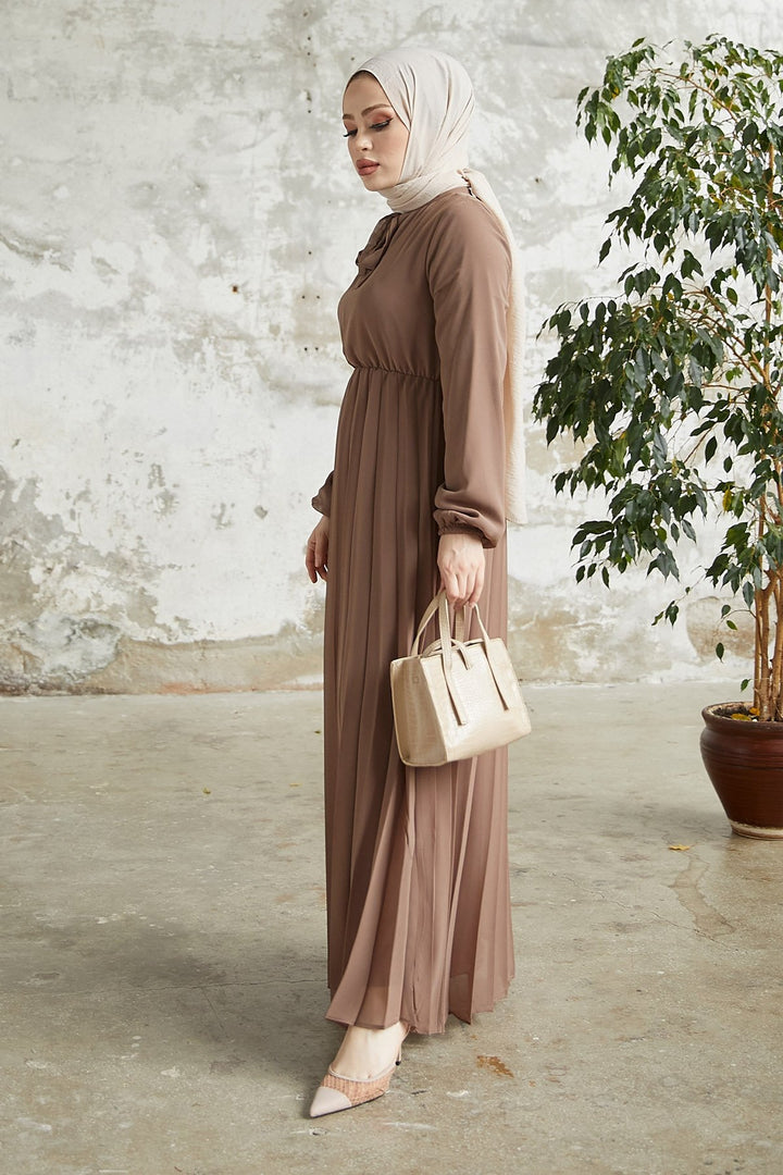 MDS Women Pleated Limelda Chiffon Dress - Beige - Échirolles