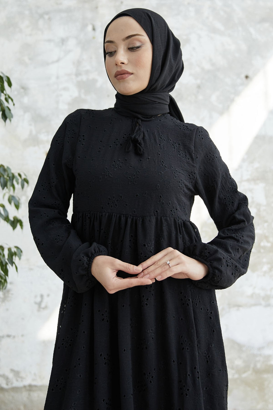MDS Women Tasseled Embroidered Dress - Black - Tampa