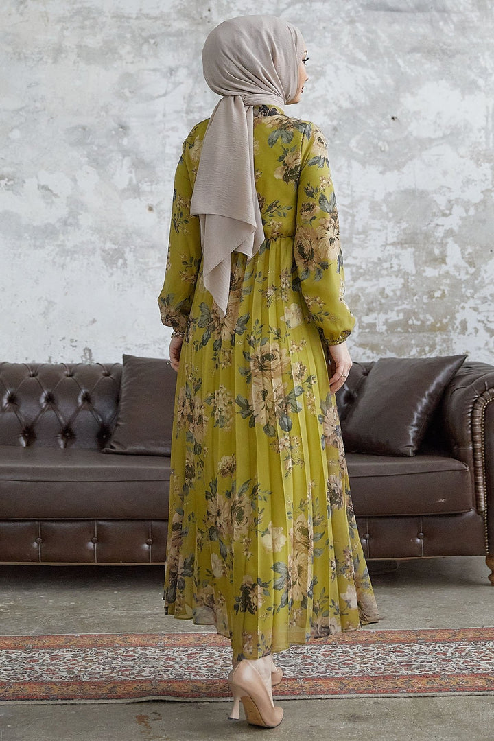 MDS Women Luis Collar Lace-Up Chiffon Dress - Olive Green - Memmingen