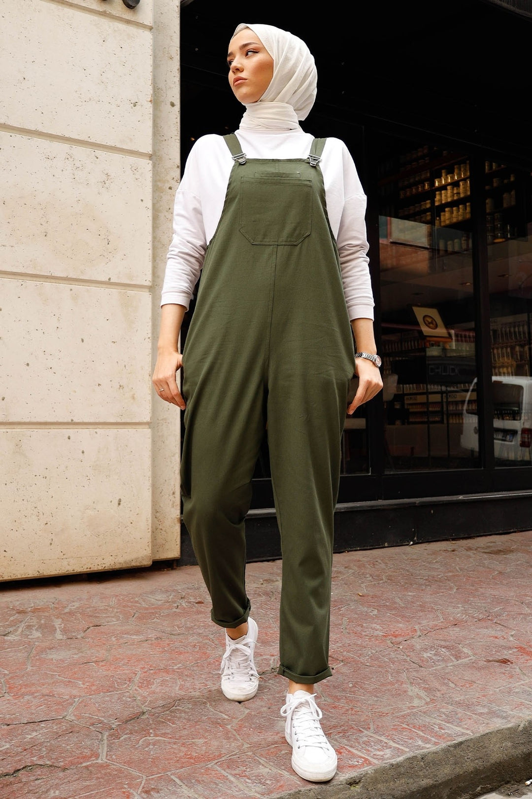 MDS Women Lindy Strap Overalls - Khaki - Bucharest