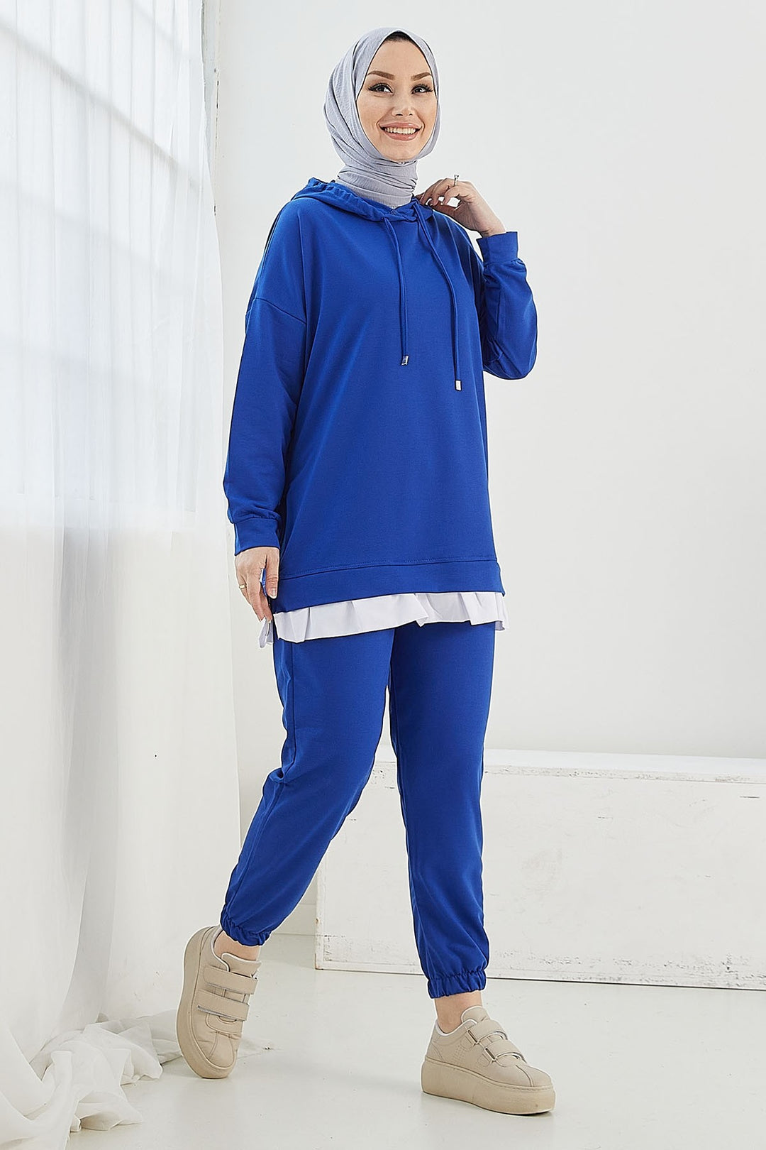 MDS Women Losya Sides Zippered Hooded Two-Piece Set - Sky Blue - Bartlett