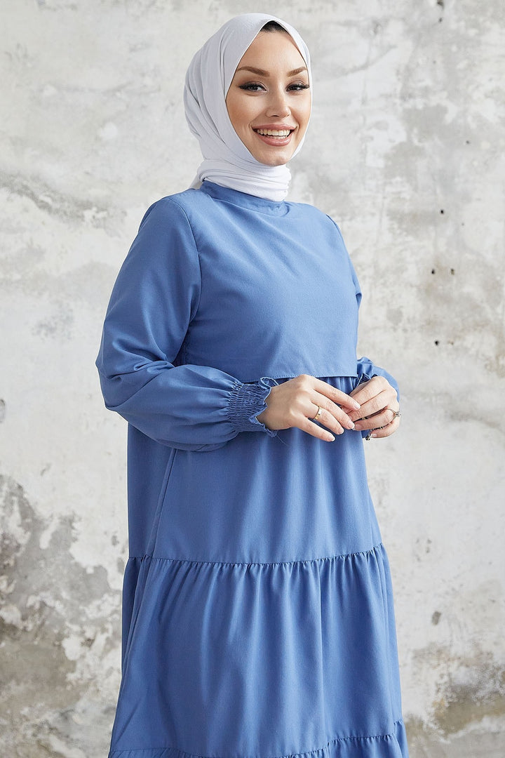 MDS Women Single Layer Detail Casual Dress - Indigo - Fresnillo