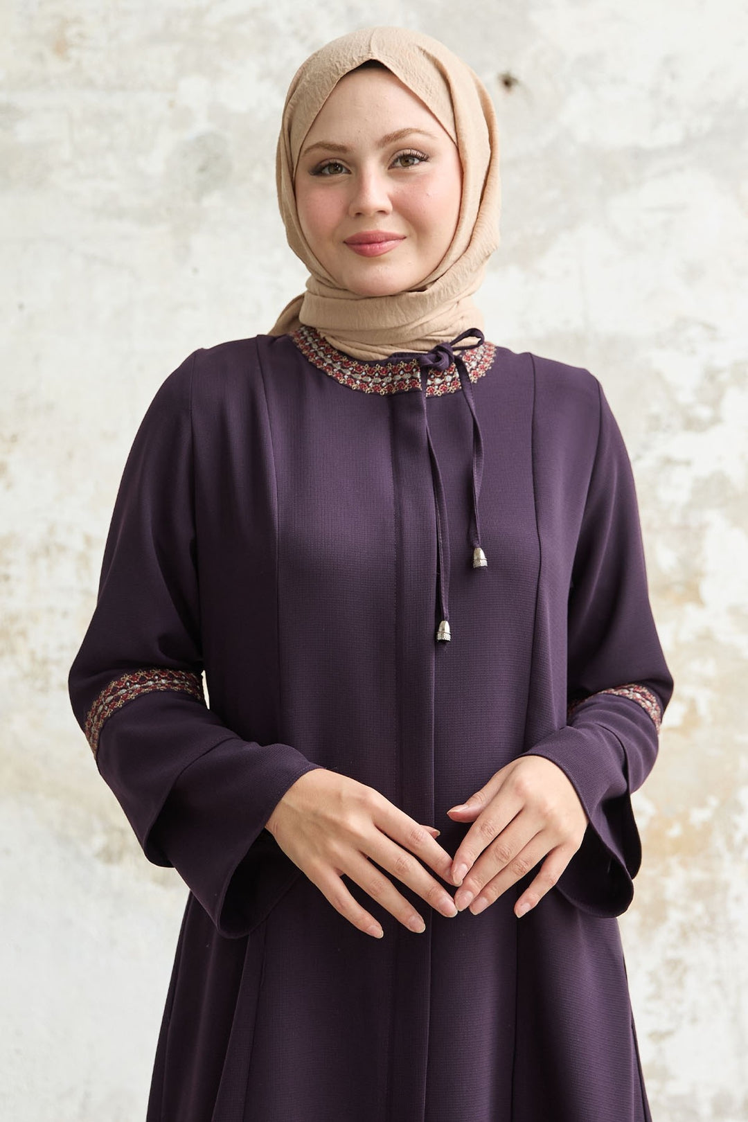 MDS Women Purple Abaya with Lace Detail - Lluchmayor