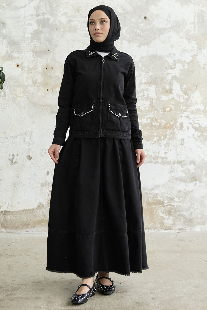 MDS Women Pearl Embellished Skirt Suit - Black - San Nicolás de los Garza