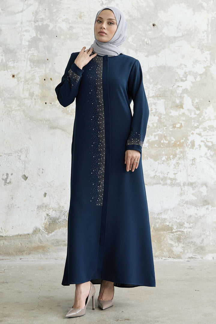 MDS Women Stone-embroidered Abaya - Indigo - Lüdenscheid