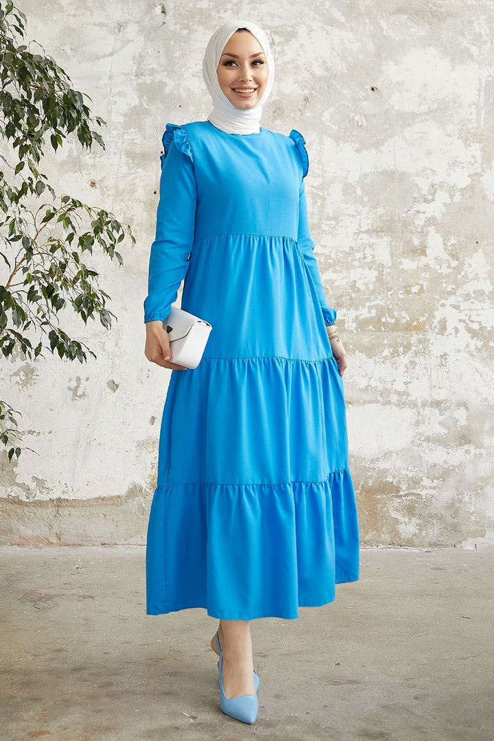 MDS Women Lenia Ruffle Shoulder Dress - Blue - Kamenicë
