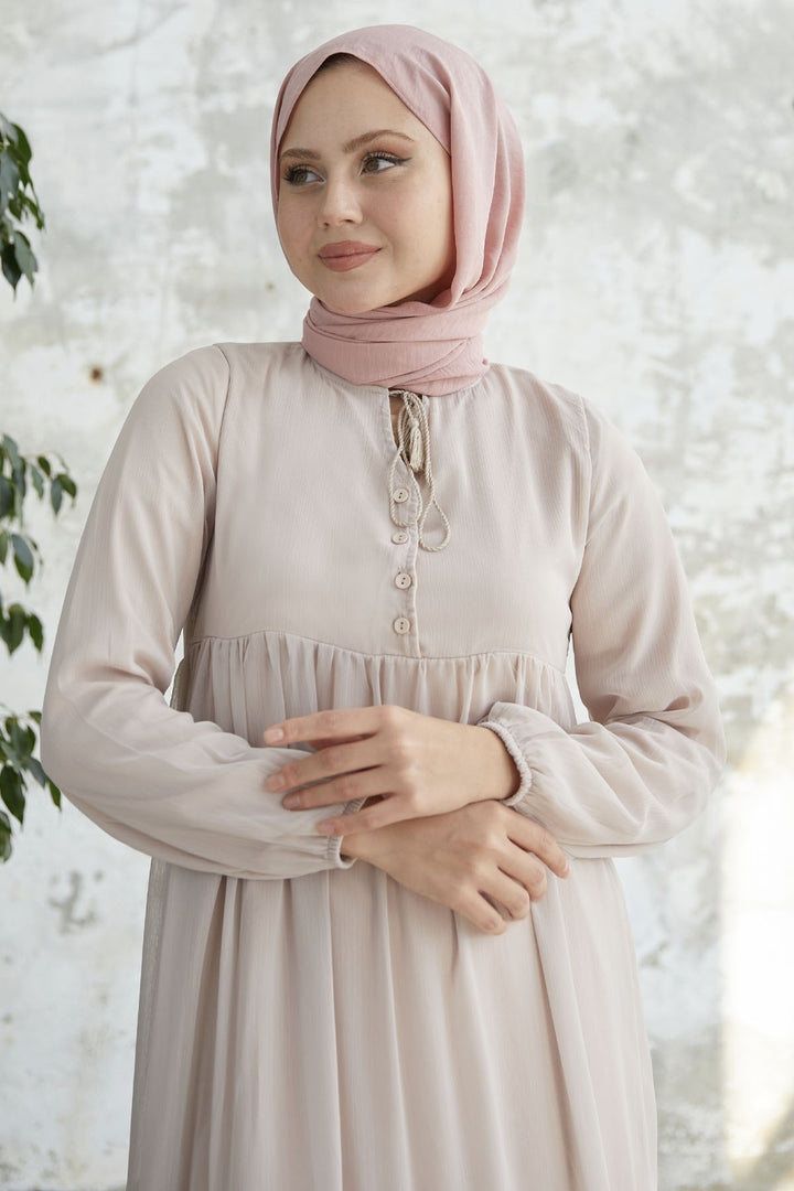 MDS Women Lace-Up Yoryo Chiffon Dress - Dusty Pink - Valongo