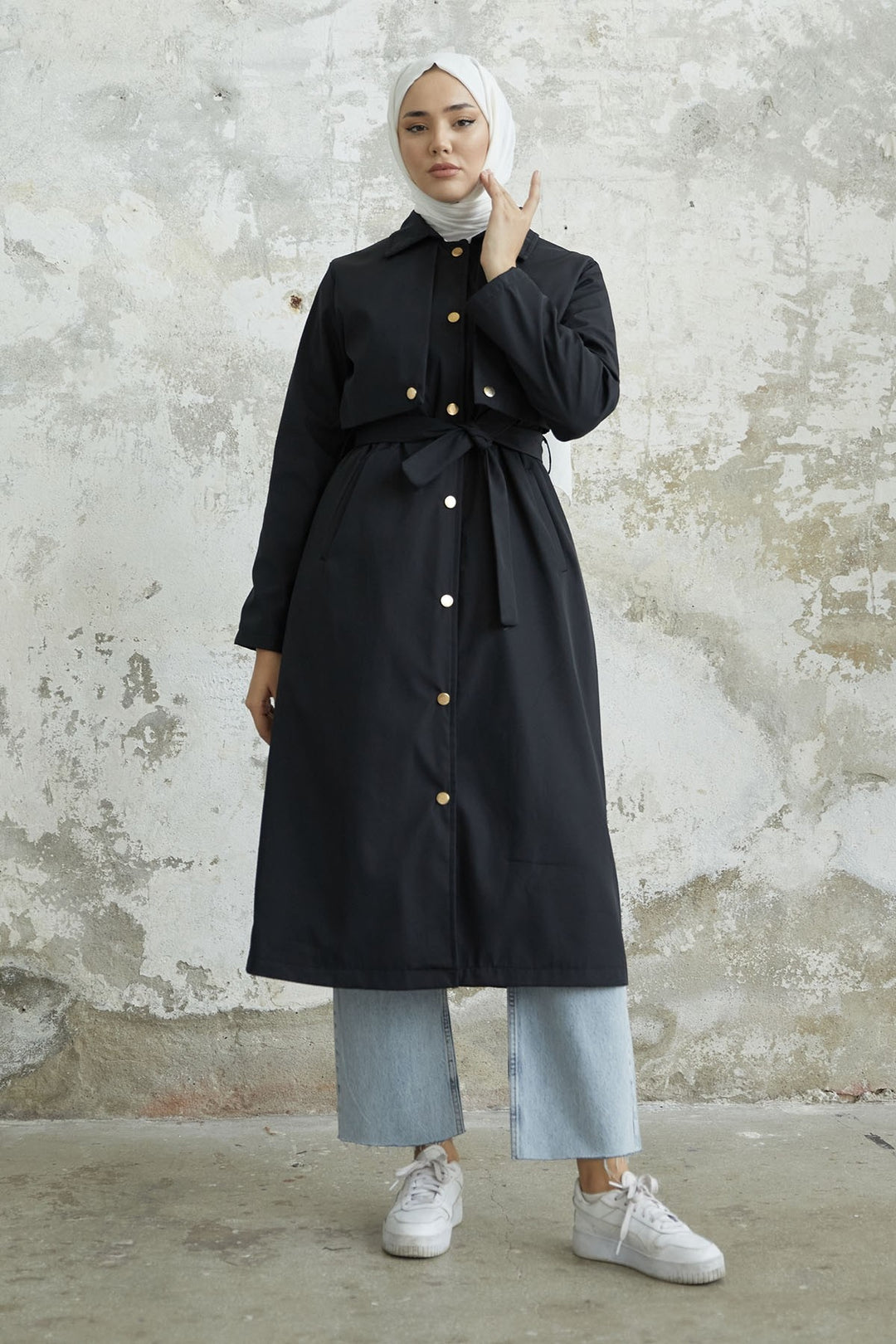 MDS Women Nalyes Belted Trench Coat - Black - Mooresville