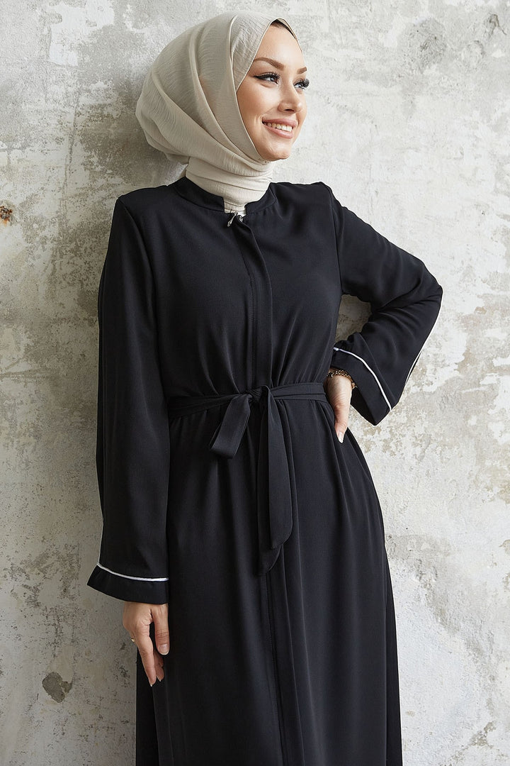 MDS Women Salvia Loose Sleeve Biye Patterned Abaya - Black - Chaïdári