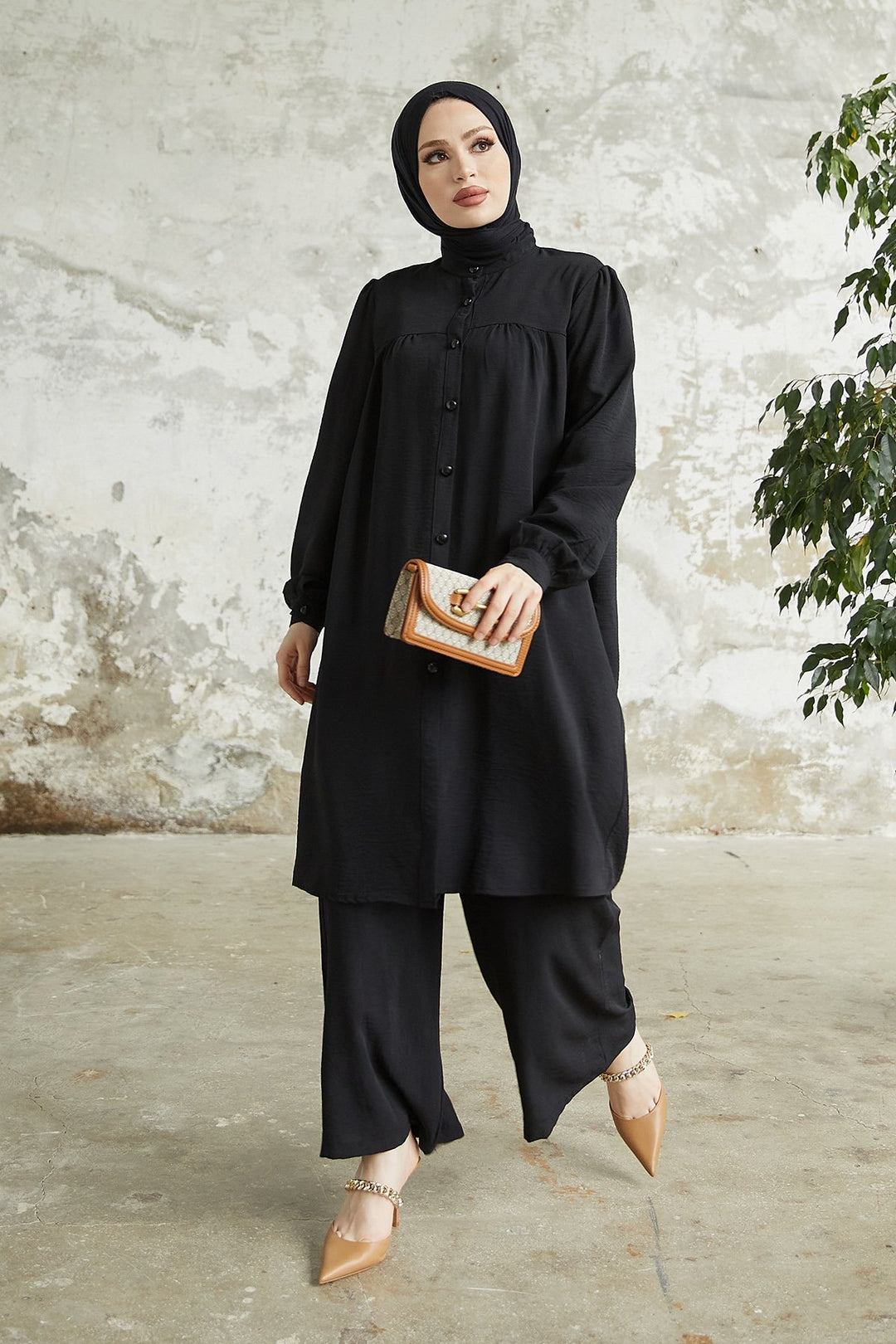 MDS Women Arfa Ayrobin Buttoned Casual Suit - Black - Mazarrón