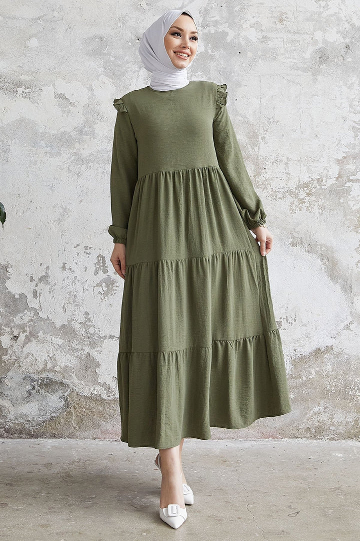 MDS Women Neya Frilled Loose Dress - Khaki - Santa María Texmelucan
