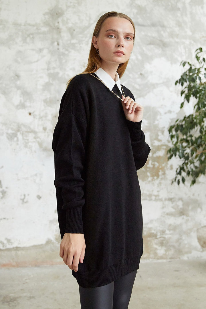 MDS Women Greenhouse Chain Detailed Knit Sweater - Black - New Braunfels