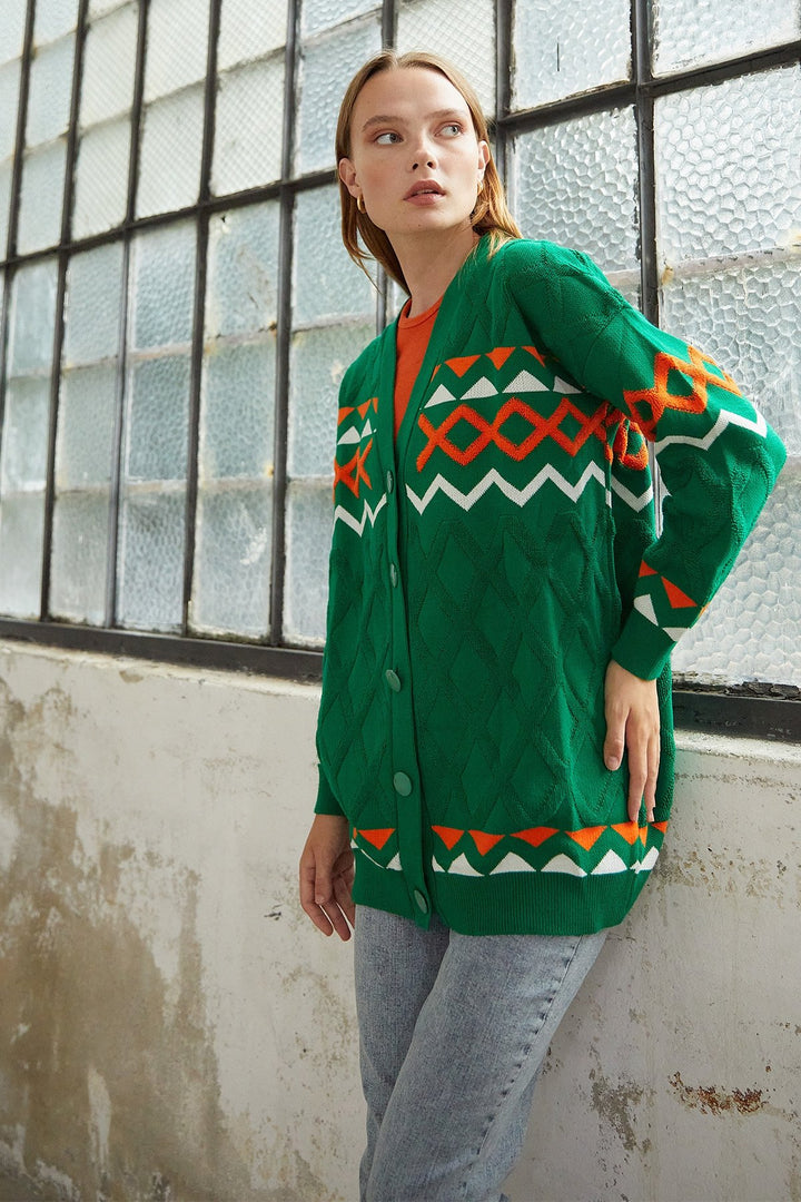 MDS Women Lady Knit Cardigan - Green - Panevėžys
