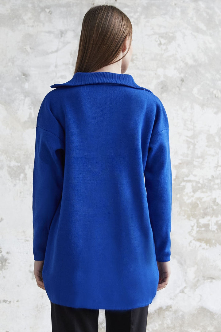 MDS Women Remy Zippered Knit Sweater - Sax Blue - Sorel-Tracy