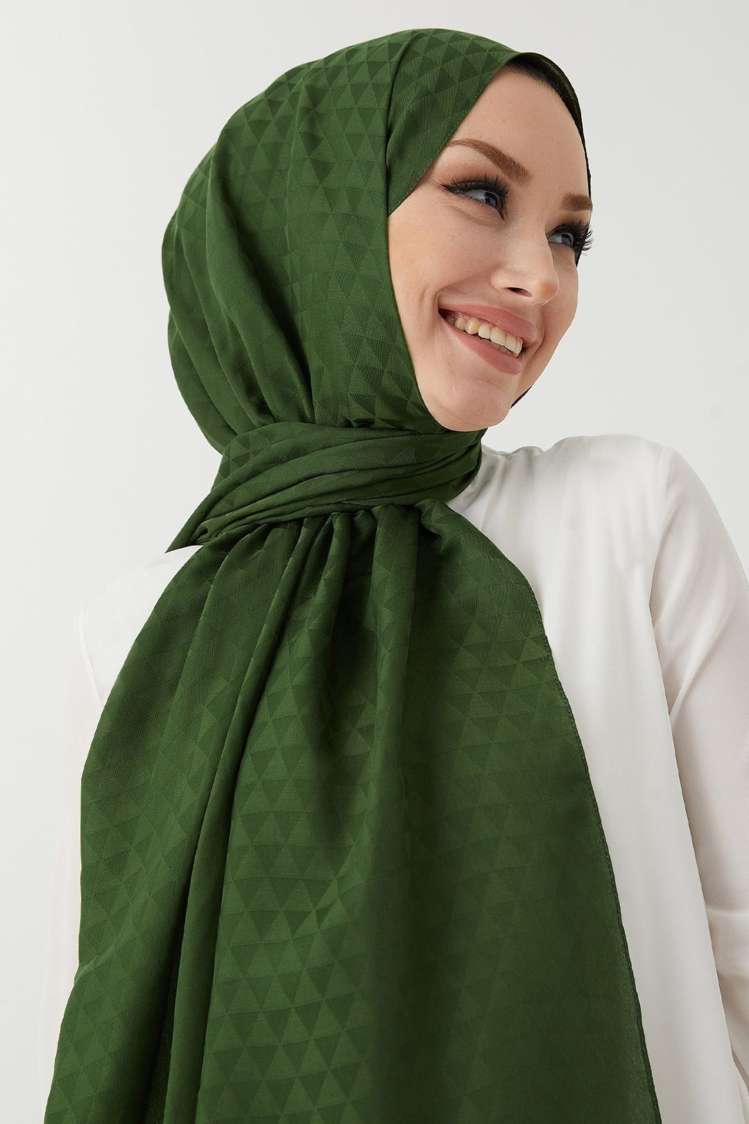 MDS Women Prism Pattern Cotton Jacquard Scarf - Khaki - Anzio