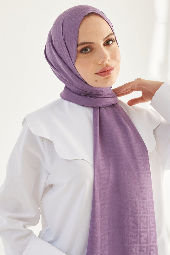 MDS Women Handwoven Jacquard Cotton Scarf - Purple - Glendale