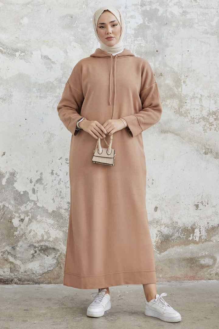 MDS Women Ivona Hooded Knit Dress - Camel - Ramsgate