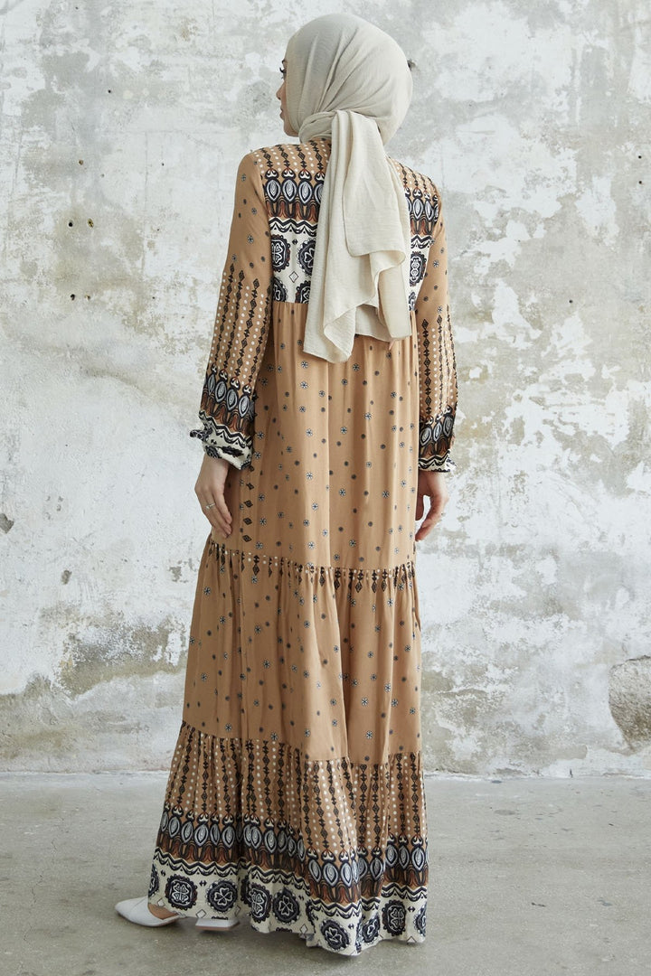 MDS Women Tasseled Viscose Dress - Milky Coffee - Weißenfels