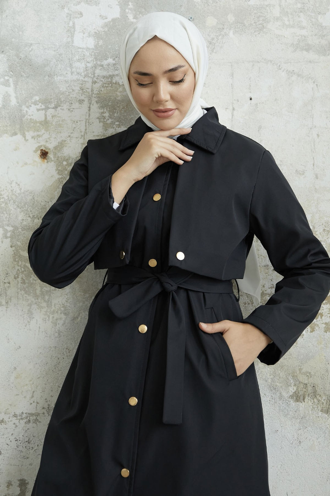 MDS Women Nalyes Belted Trench Coat - Black - Mooresville