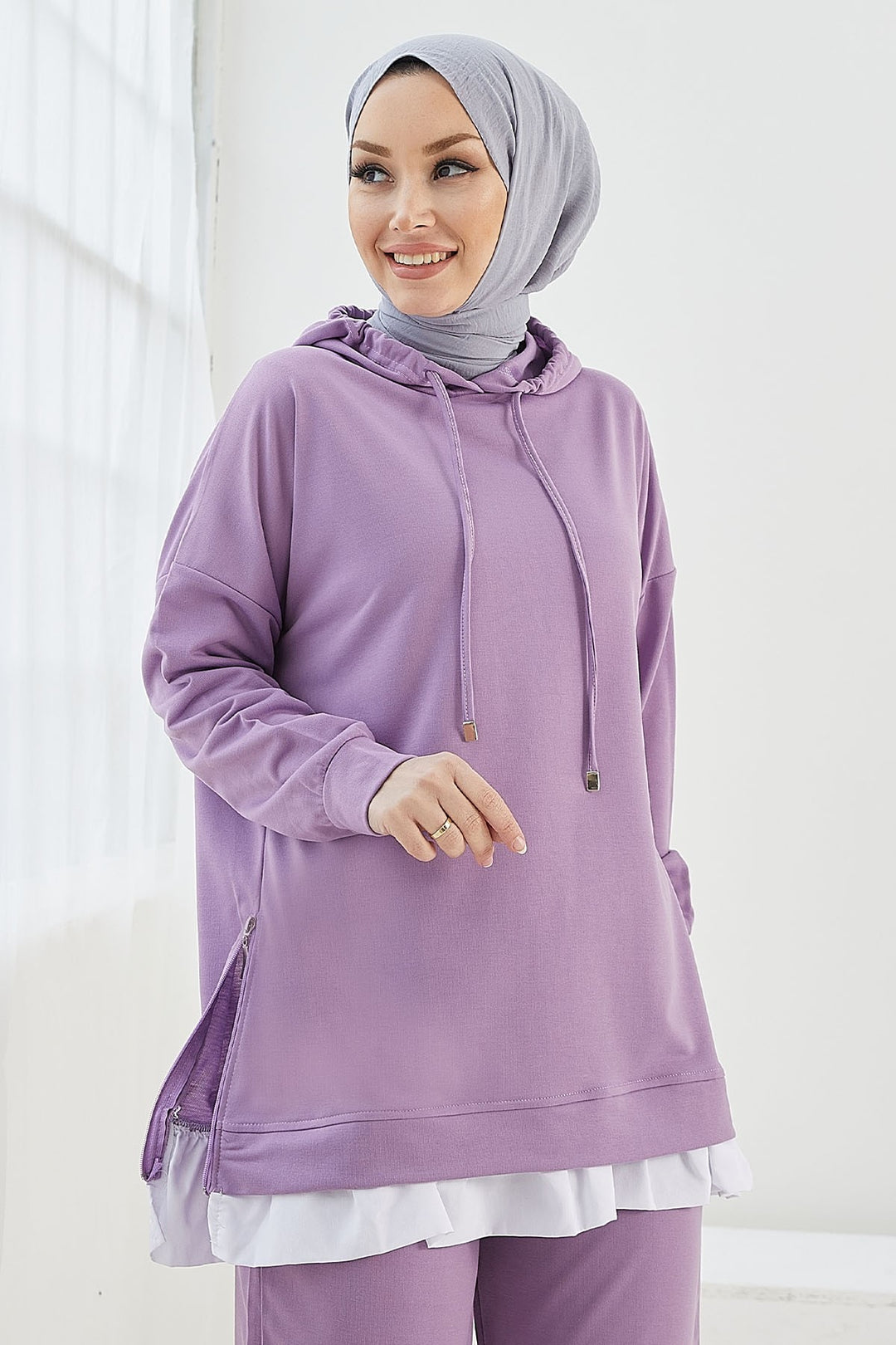MDS Women Losya Sides Zippered Hooded Two-Piece Set - Lilac - West Valley City