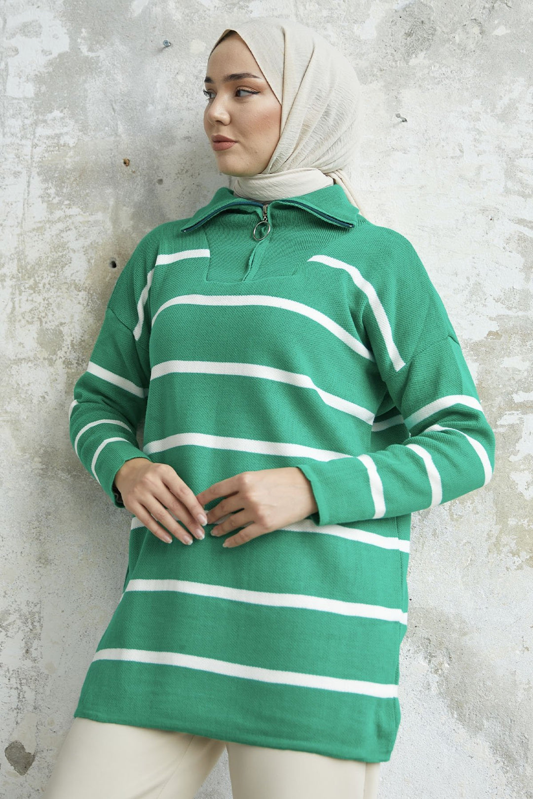 MDS Women Maroya Striped Knit Sweater - Green - Macerata