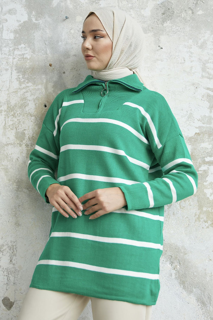 MDS Women Maroya Striped Knit Sweater - Green - Macerata