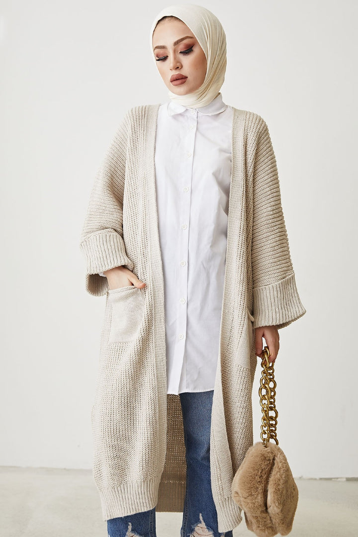 MDS Women Farah Soft Sleeve Cardigan - Beige - Rho