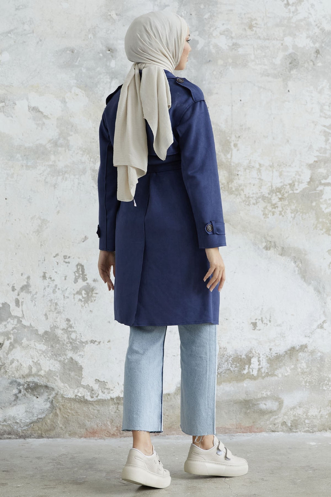 MDS Women Minka Belted Scuba Diving Trench - Navy - Romny