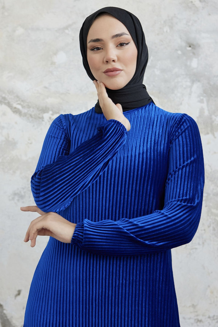 MDS Women Elza Back-Tied Velvet Dress - Sax Blue - Kyle