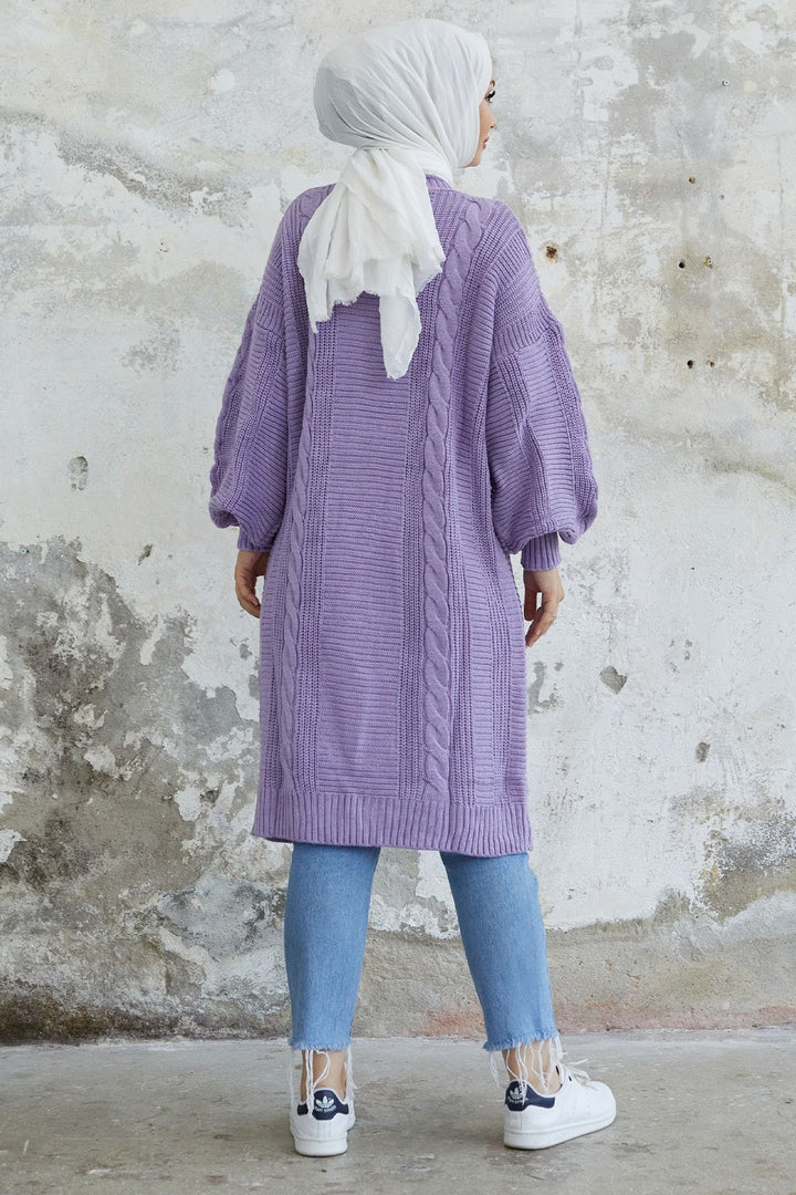 MDS Women Evia Buttoned Knit Cardigan - Lilac - Linden
