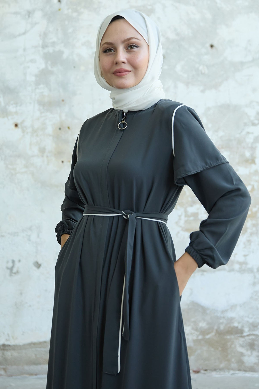 MDS Women Arm Detailed Biyeli Anthracite Ferace - Union City