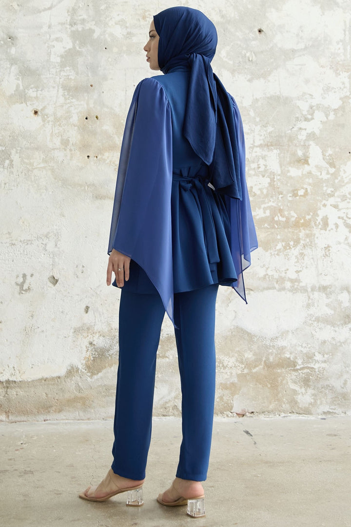 MDS Women Stone-Accented Tulle Crepe Set - Cornflower Blue - Huntsville