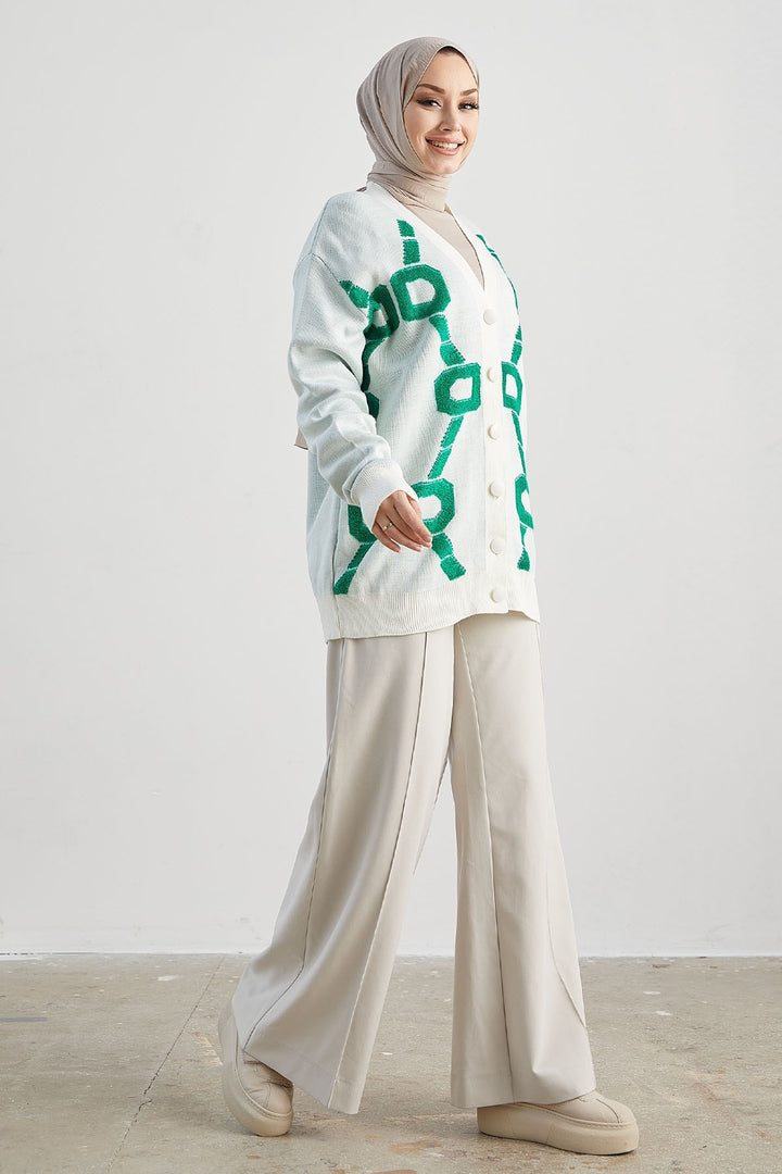 MDS Women Lenora Patterned Cardigan - White - Rincón de la Victoria