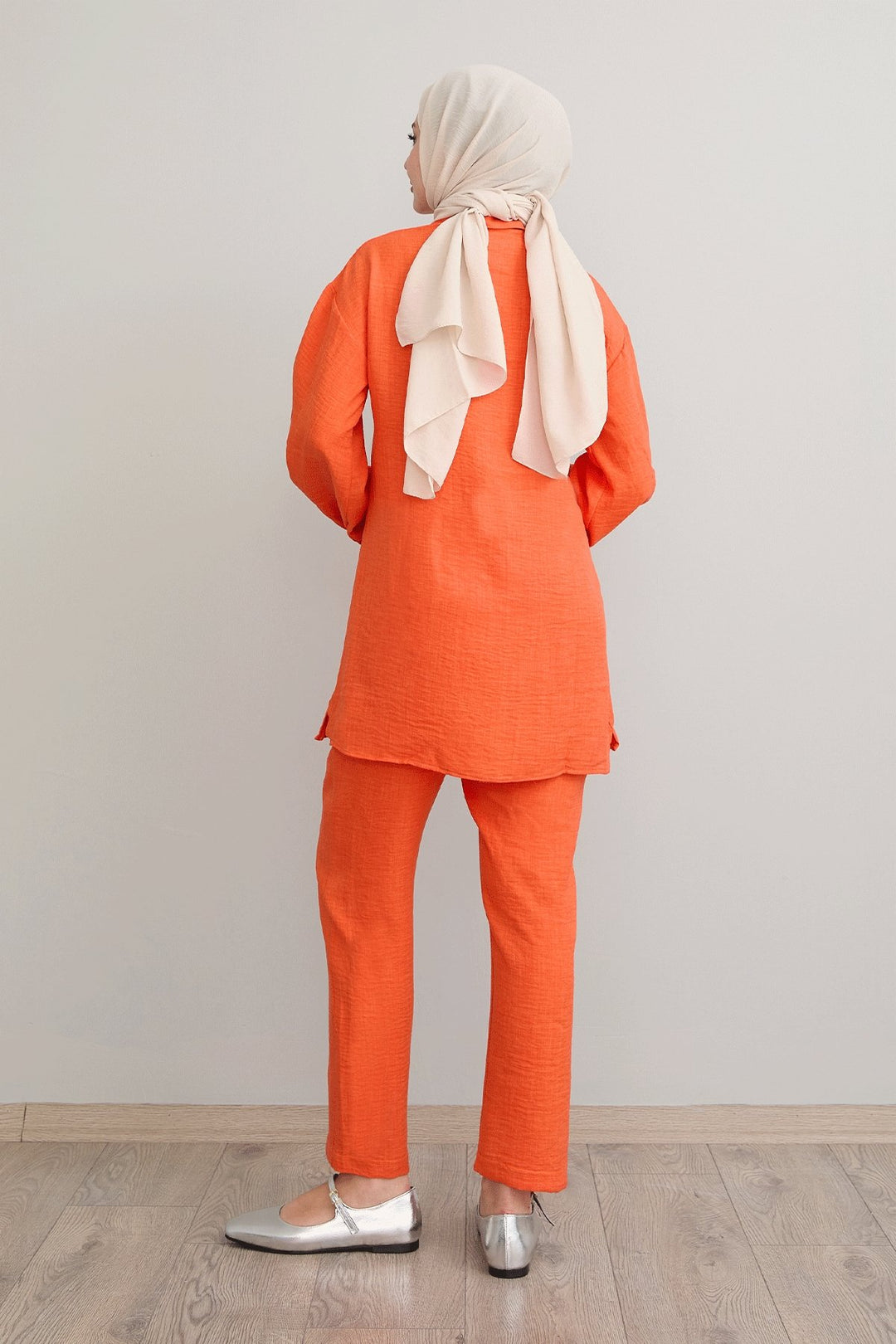 MDS Women Leaf Stone Processing Orange Linen Set - Barendrecht
