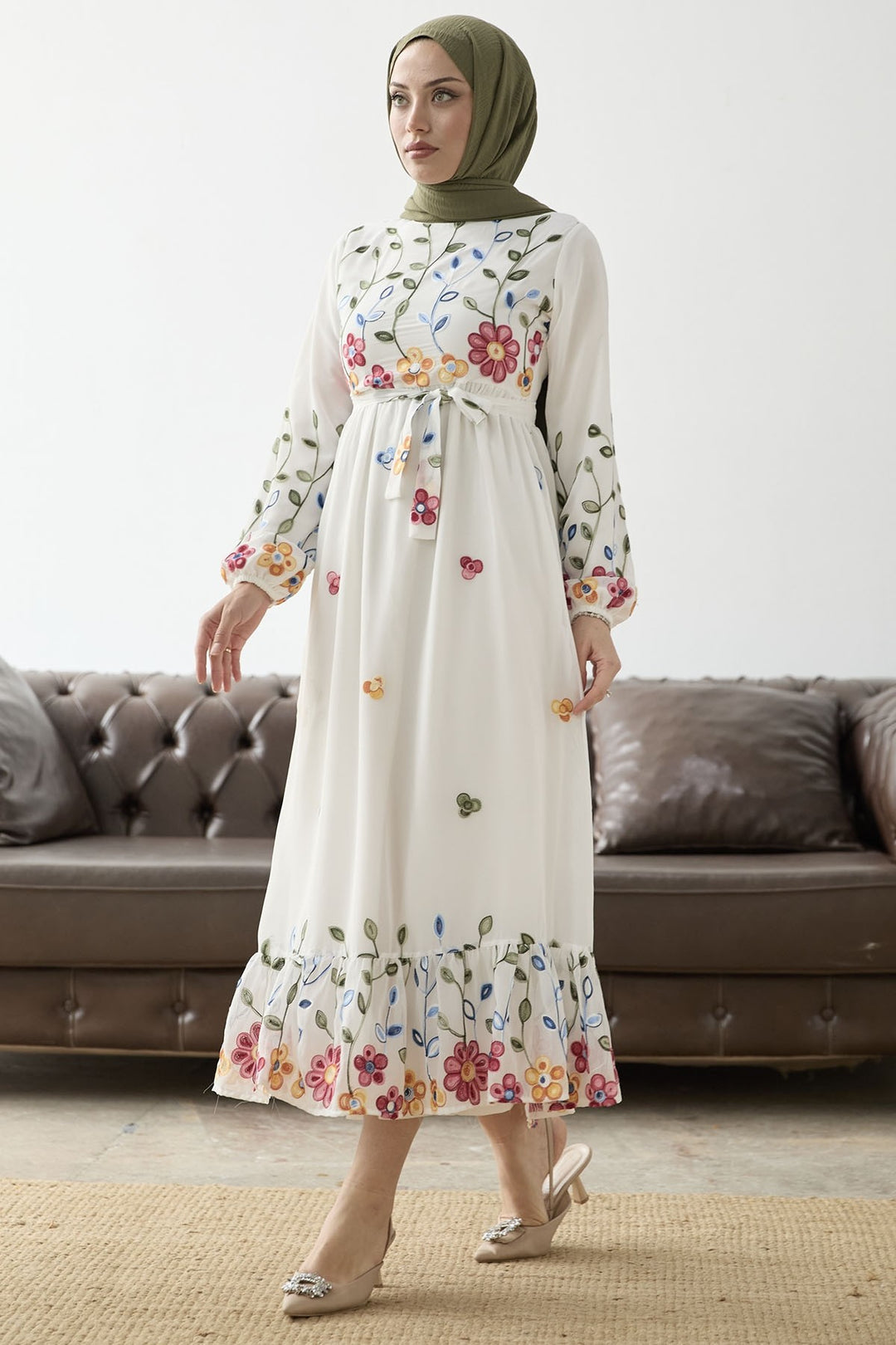 MDS Women Flowers Daisy Chiffon Dress - White - Ciudad de Huajuapam de León