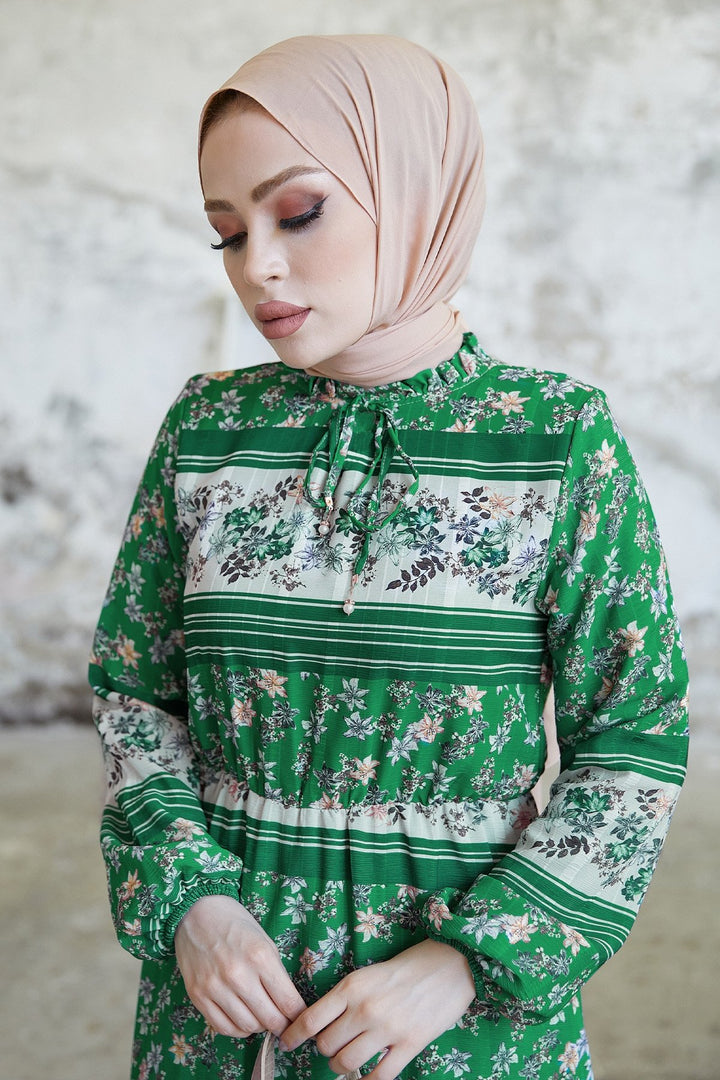 MDS Women Misa Striped Floral Jacquard Chiffon Dress - Green - Federal Way