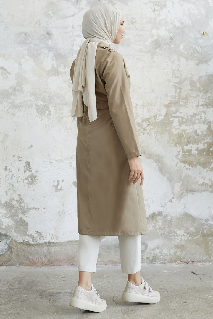 MDS Women Evelina Double Button Detail Trench Coat - Beige - Bristol