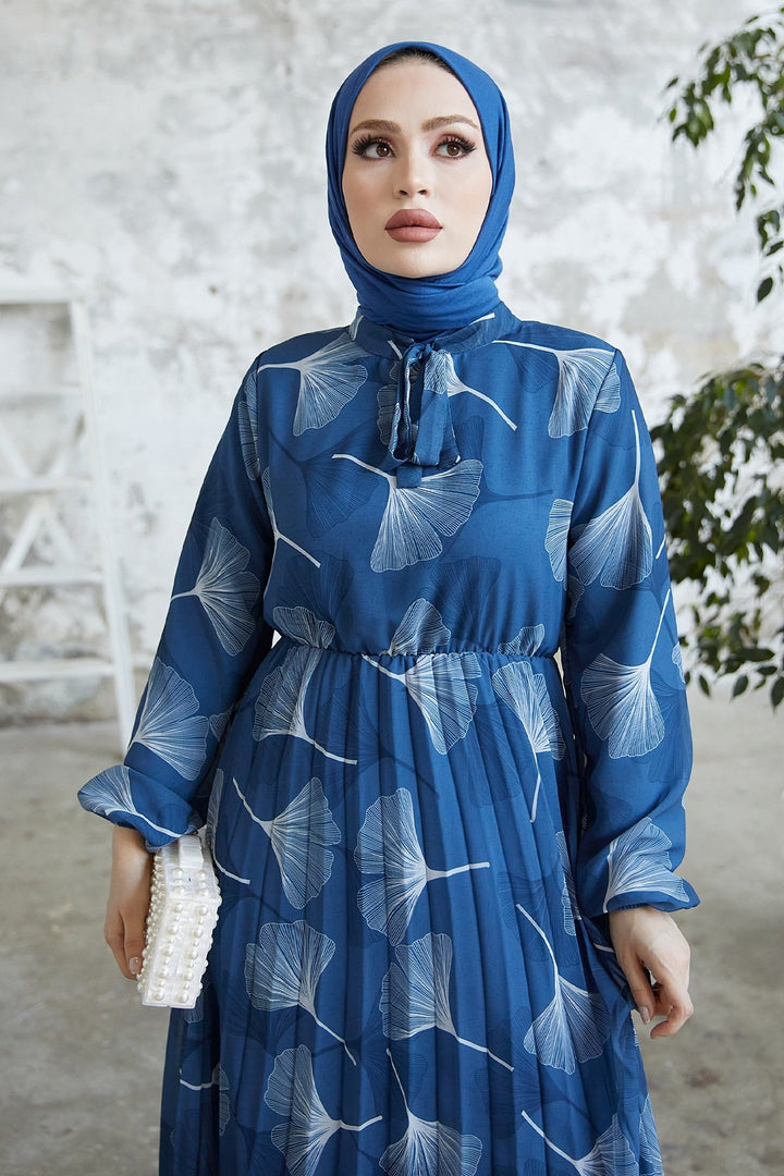 MDS Women Layla Patterned Chiffon Dress - Indigo - Gateshead