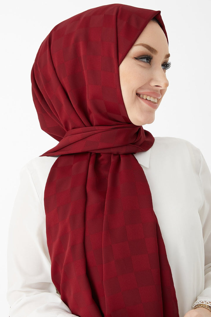 MDS Women Maura Lady Pattern Silky Jacquard Shawl - Burgundy - Youngstown