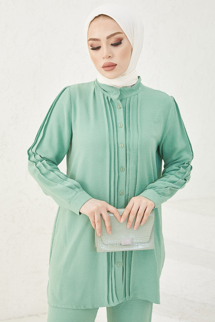 MDS Women Arm Pile Nerved Ayrobin Two Piece Set - Mint - Johns Creek