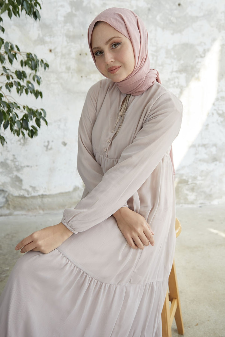 MDS Women Lace-Up Yoryo Chiffon Dress - Dusty Pink - Valongo
